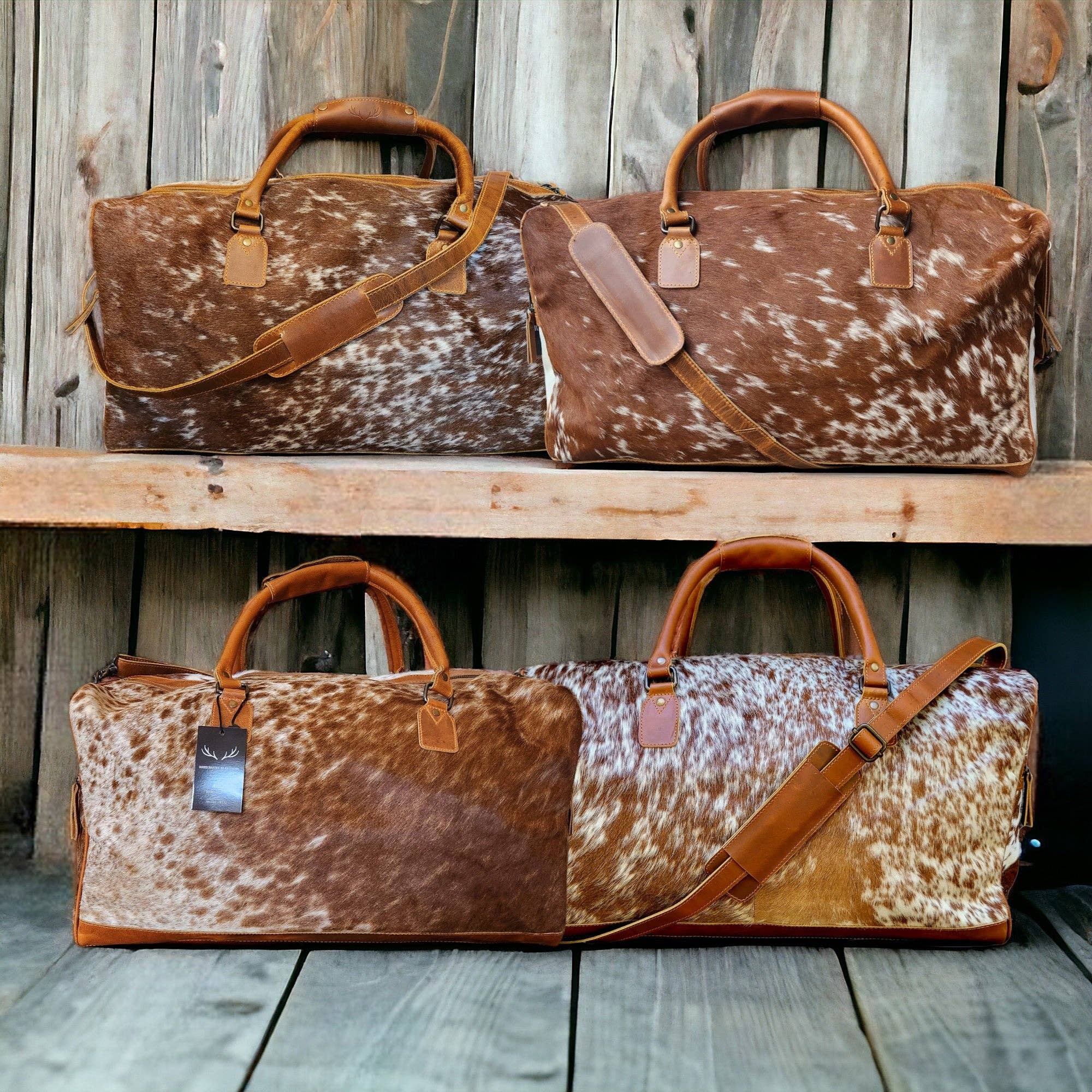 Ranch Junkie - Wholesale Weekender Bag - Unisex - Genuine Cowhide Duffel Bag The Highlands Saddle Large Cowhide Duffel12