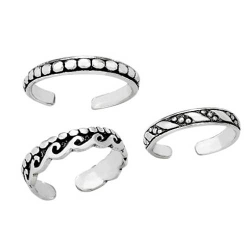 Tiger Mountain Jewelry – Conjunto de joias por atacado – Conjunto de 3 anéis de dedo do pé de prata esterlina aqui e ali
