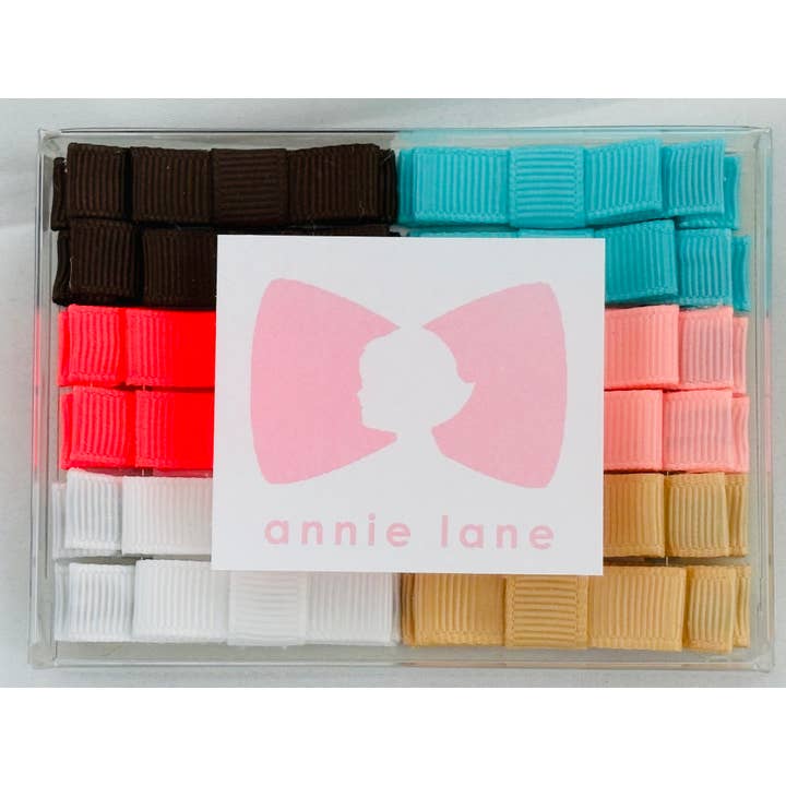 Box of 12 hair bows - solid pairs 14 for wholesale by Annie Lane