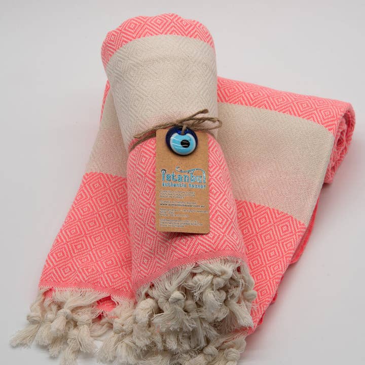 Turkish Cotton Towel - Neon Pink and other Purchase Wholesale pink beach towels. Free Returns & Net 60 Terms on Faire trending on Faire.