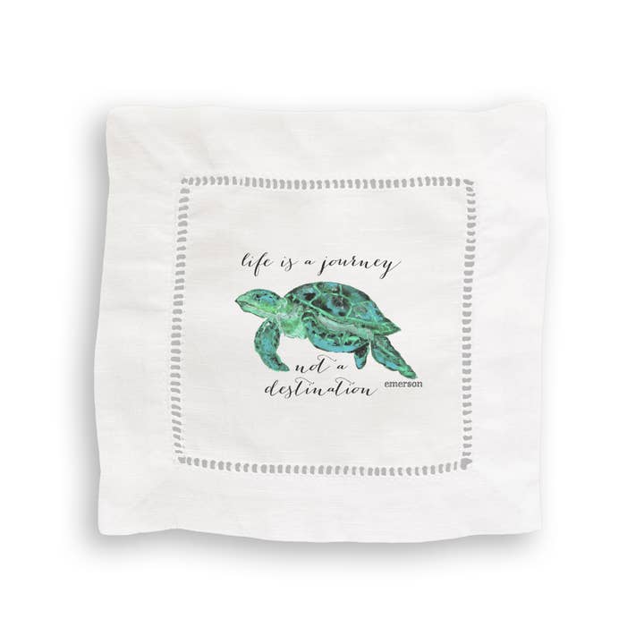 French Graffiti - Wholesale Tea Towel - Blue Sea Turtle with Quote