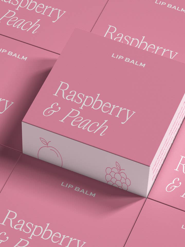 Raspberry and Peach Giftable Lip Balm for wholesale by Moonshine Candle Co.