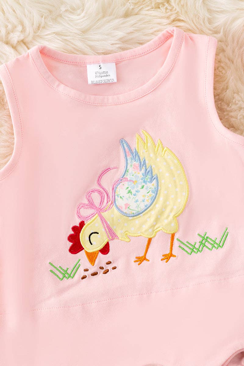 Kids Charm Online - Wholesale Top & Short Set - Kids - Chicken applique scalloped hem top and floral ruffle shorts. OFG50357 AMY1