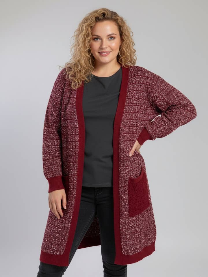 Gilet chiné rouge grande taille (JX081) pour la vente par Pomme Rouge Paris