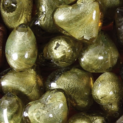 HomArt – Engroshandel Bordpynt – Venetiansk Glas Hjerte - Oliven/Guld4