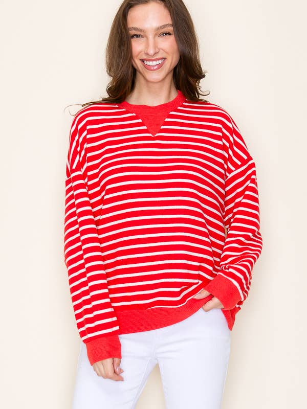 Tres Bien, Inc - Wholesale Sweatshirt - Women's - ROUND NECK CLOUDY KNIT STRIPE SWEATSHIRT8