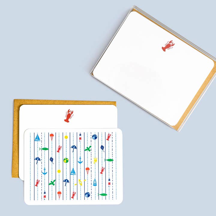 Carte Piatte da Mare | Set di 8 Scatole per la vendita all'ingrosso da parte di Blue Kite Press