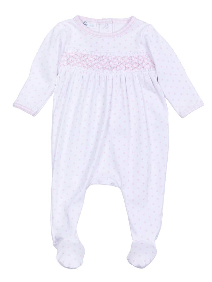 Gingham Dots Smocked Footie - Pink for wholesale on Faire