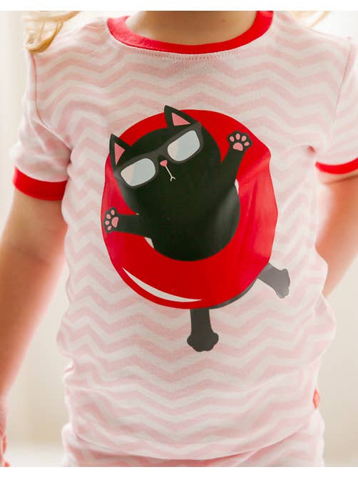 Red Tube Kitty Short Sleeve Pajama Set for wholesale on Faire