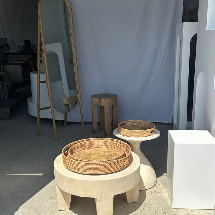 Office Objets - Wholesale Basket - Set of three handcrafted Indonesian wicker baskets in natural rattan (caramel)90