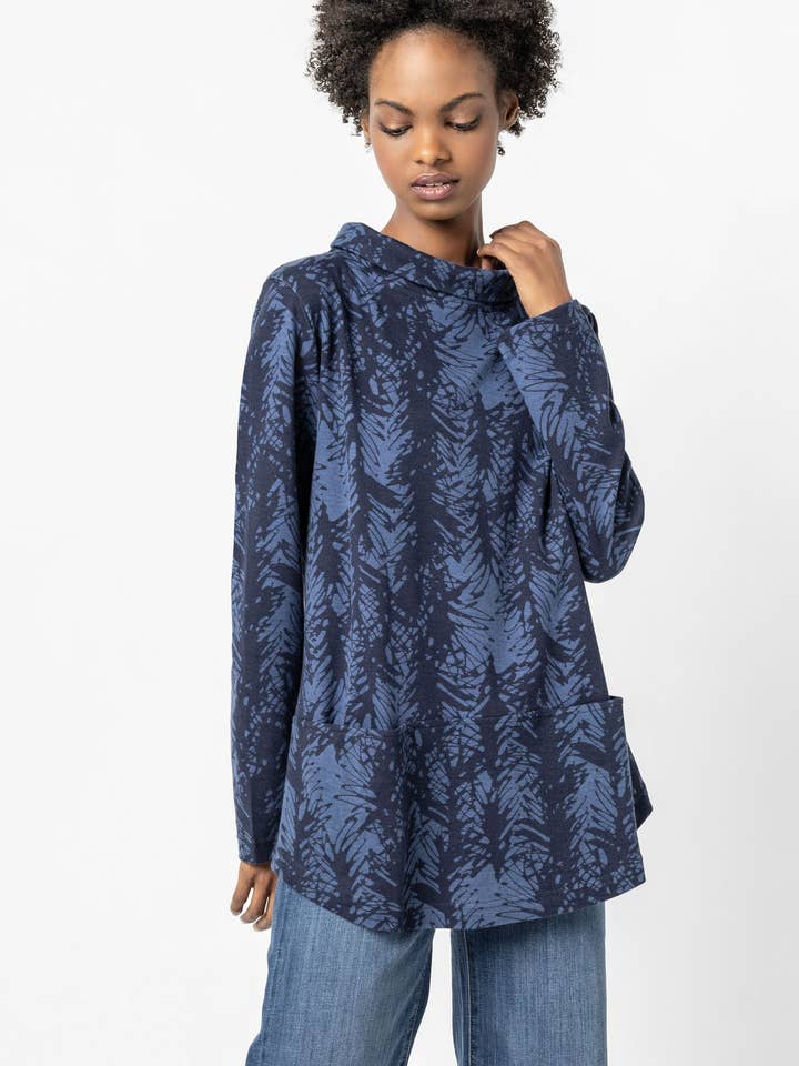 Fern Print Mock Neck top for wholesale by Komil