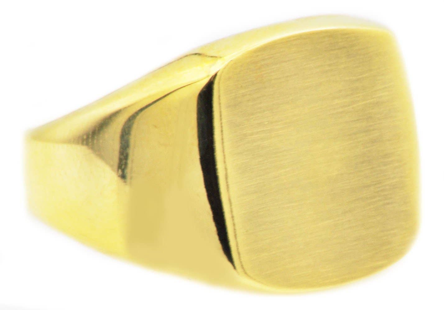 Blackjack Mens Jewelry - Vendita all'ingrosso Anelli cocktail/statement - Anello con sigillo da uomo in acciaio inossidabile dorato0