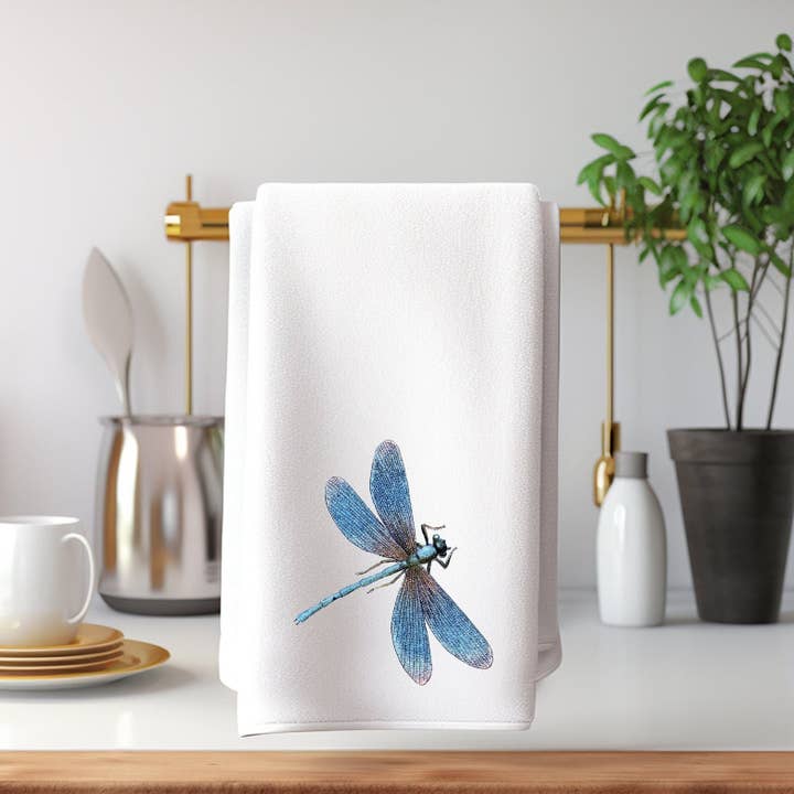 Dragonfly Towels for Kitchen, Bath & Guest, Luxury Gift for wholesale by Fernville Creations