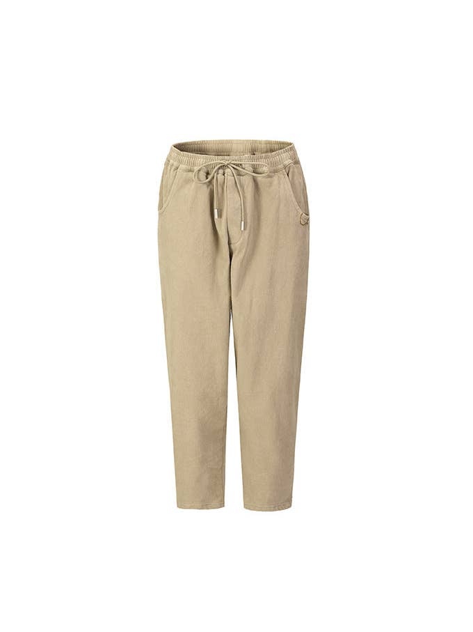 Caqui Pantalones casuales anchos a rayas verticales con cintura elástica con cordón en la cintura, color beige zanahoria de venta al por mayor en Faire