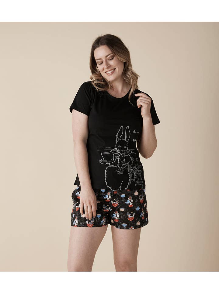 Magnolia Lounge - Wholesale Screen Printed T-Shirt - Women's - The Mad Hatter Rabbit & Mouse Cotton T-Shirt2