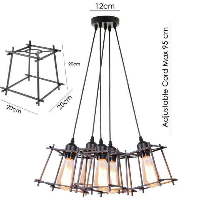 Ledsone – wholesale Chandelier/hanging light – Vintage Industrial Retro Ceiling Light Cage Loft Chandelier3
