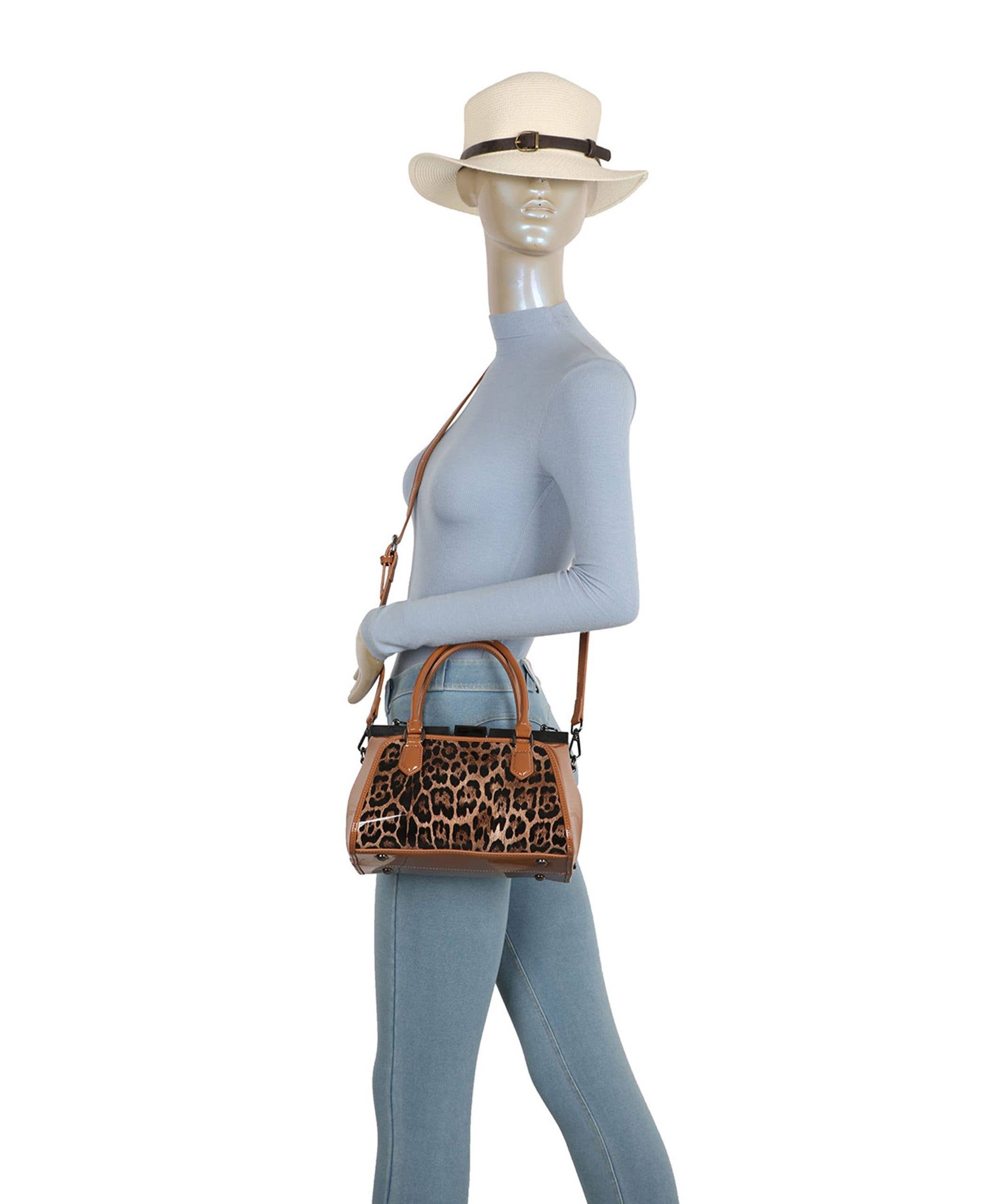 Ellas Trading - Vente Sacoche – femme - Sac à main structuré imprimé léopard bandoulière10