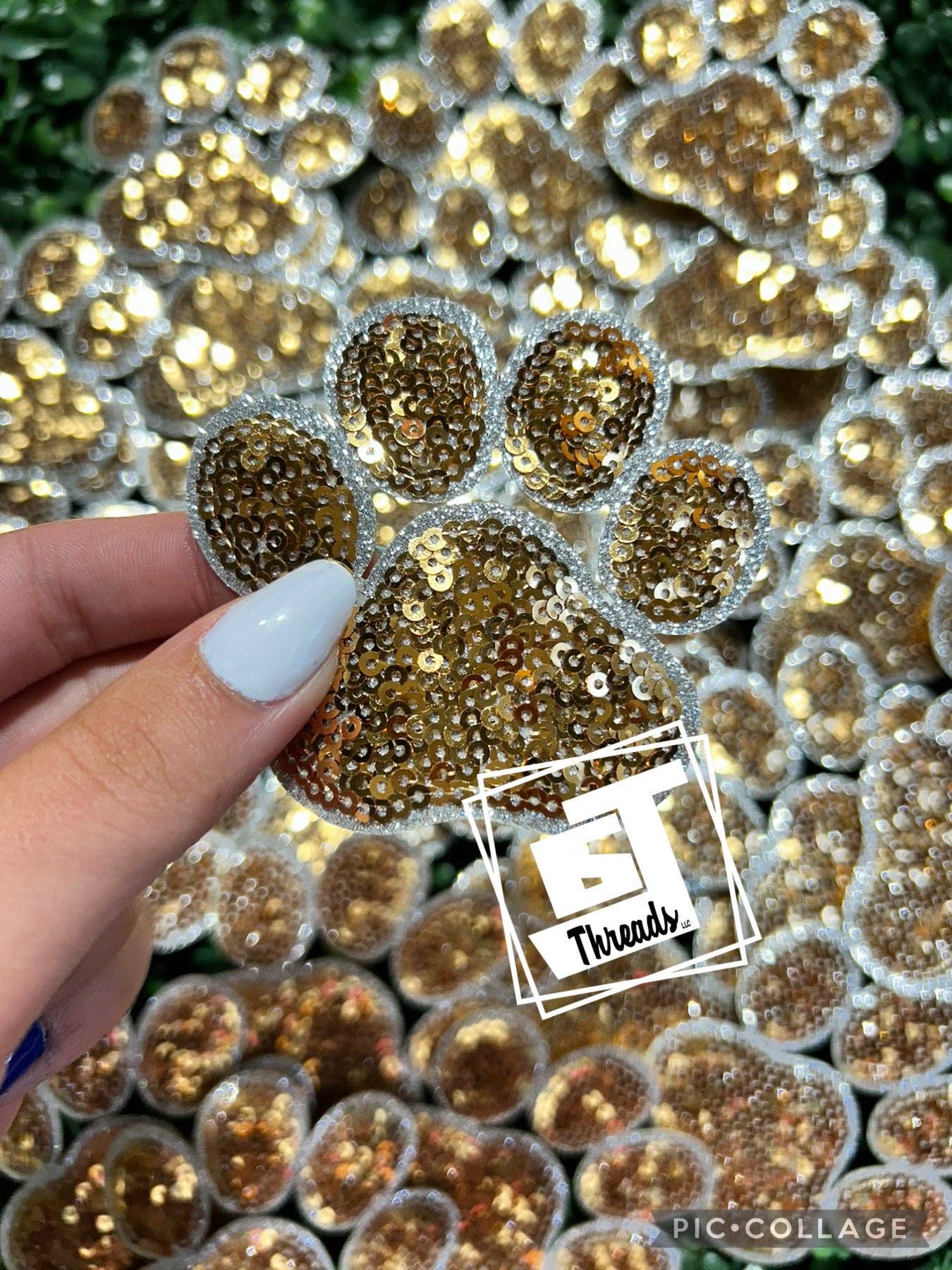 6j Threads LLC - Wholesale Patch - Sequin Paw Print Cap Patches9