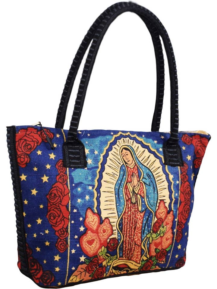 Cotton Stencil Purse - Virgin of Guadalupe for wholesale by El Paso Saddleblanket