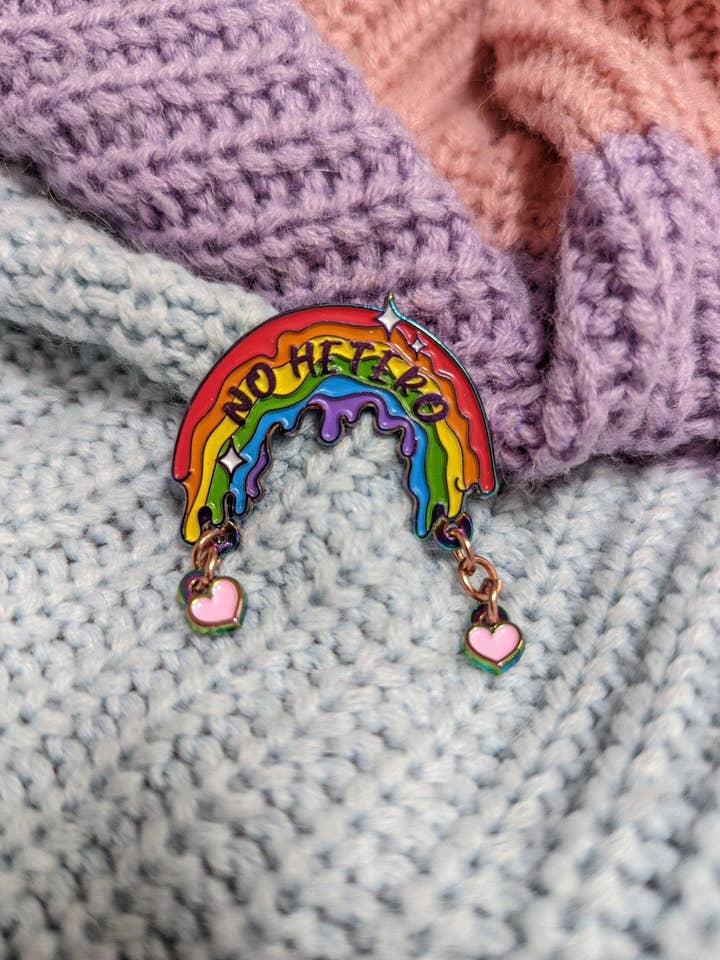 No Hetero Rainbow Enamel Pin for wholesale by Killing Her Softly