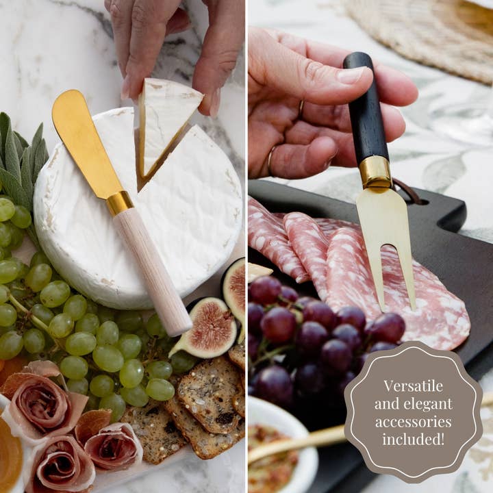 HOST AT HOME by The Bamboo Abode - Wholesale Cheese Board - 7 Piece Charcuterie Board Gift Set Starter Kit, White/Black2