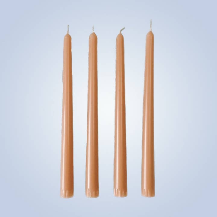 Coloured Beeswax Taper Candle | Peach Nectar | 25cm for wholesale by Serenes Beeswax Chandlery