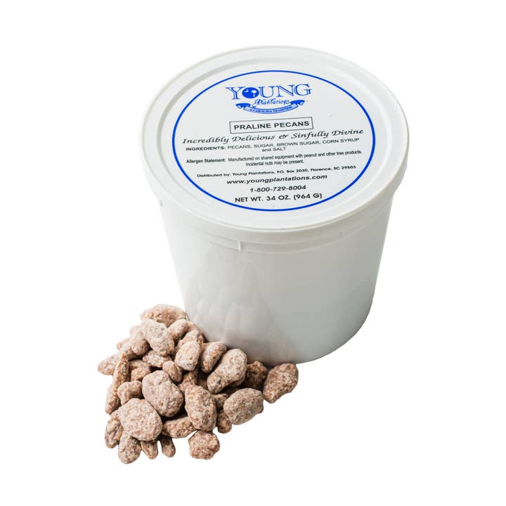 Praline Pecan Tub Resealable Tub 2 lb 2 oz for wholesale by Young’s Premium Foods