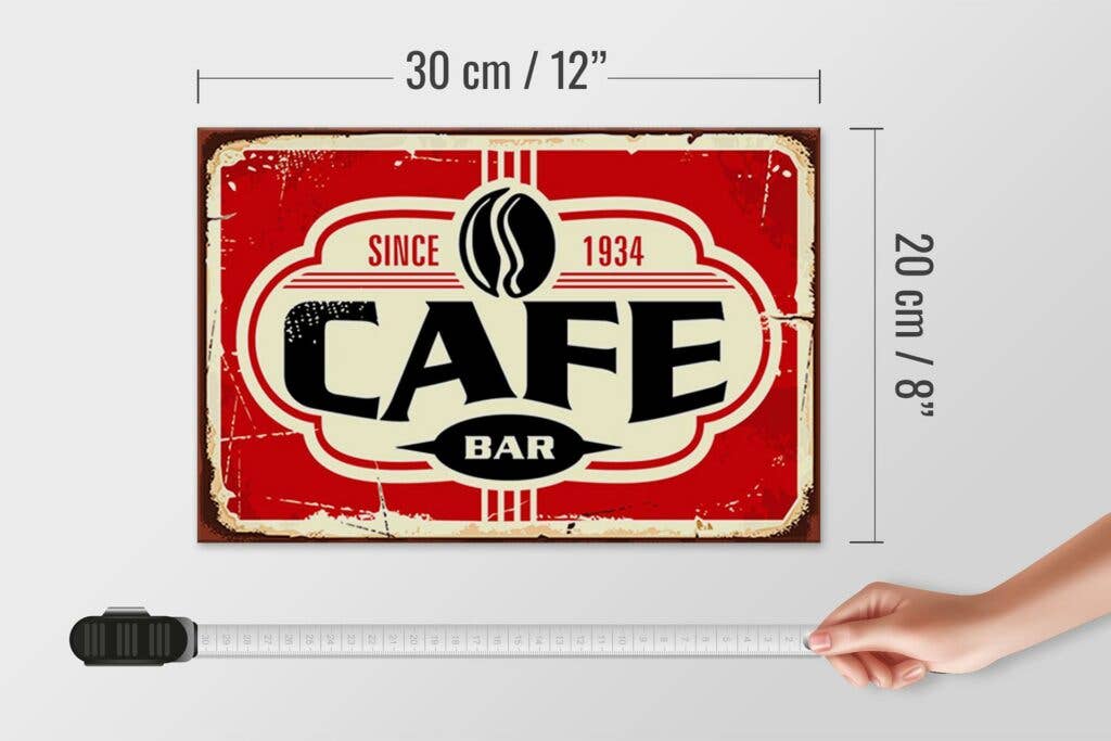 Femer – Großhandel Schilder – Holzschild Retro 30x20cm Cafe bar Kaffee since 1934 Holz Deko Schild wooden sign4
