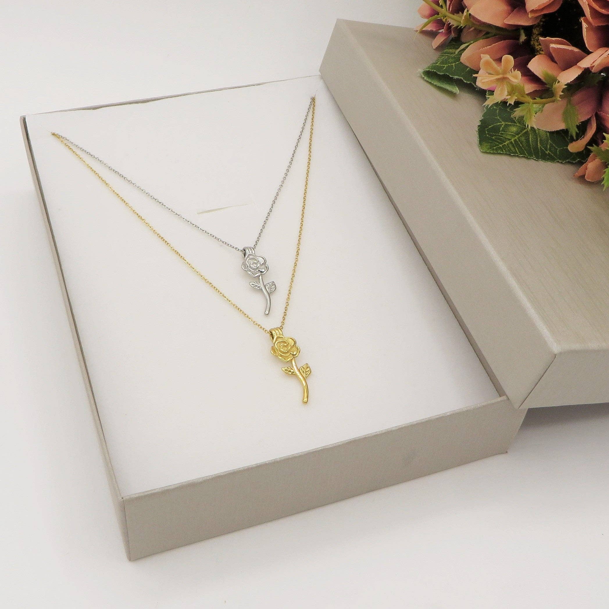 Daemon srls - Wholesale Pendant/Charm Necklace - LA BELLE - ACCIAIO INOSSIDABILE- collana con rosa pendente0