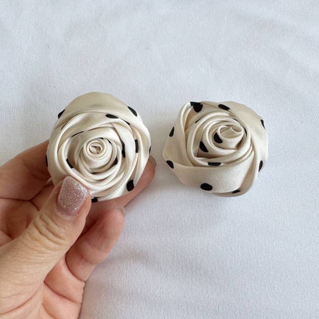 MOND HAUS - Wholesale Shoe Jewelry - Women's - Roselle Shoe Clip, Polka Dot Pattern Satin Rose Charm5