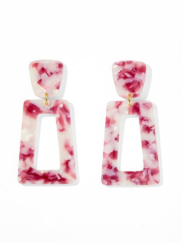 Kennedy Statement Earrings - Maroon Camo for wholesale by LINNY CO