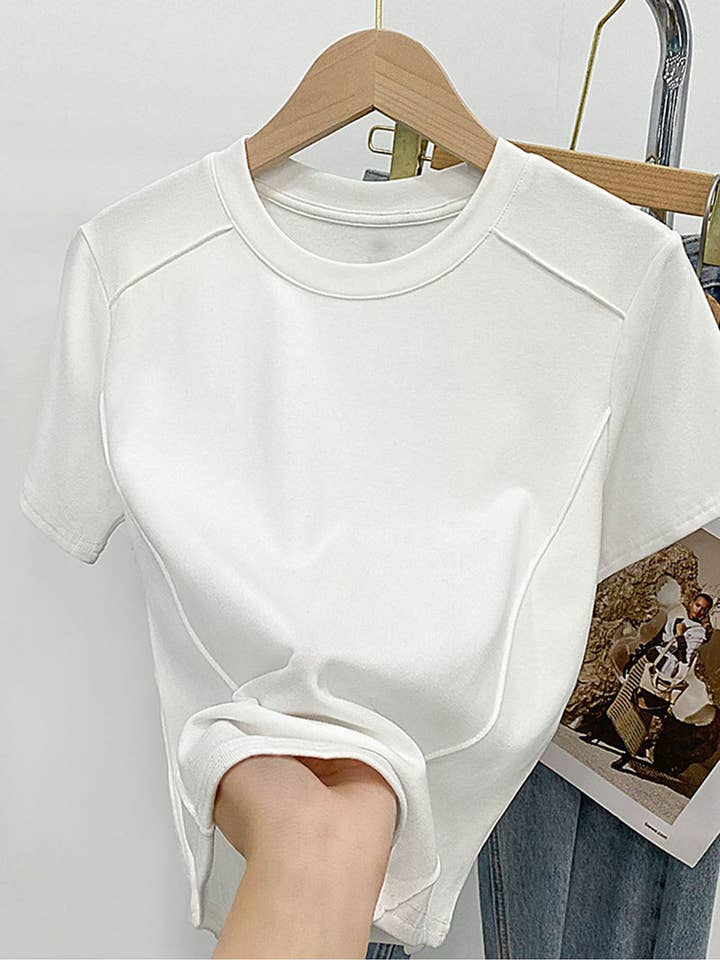 DE VAVE - Wholesale T-Shirt - Women's - Solid Crew Neck T-Shirt
