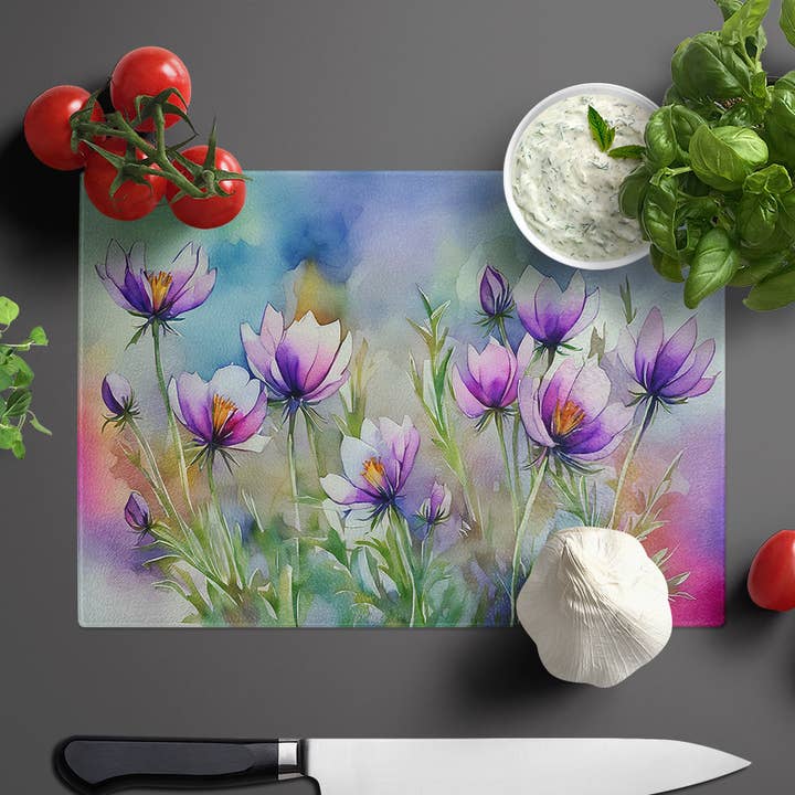 Grande planche à découper en verre aquarelle en forme de pasque du Dakota du Sud pour la vente par Caroline's Treasures