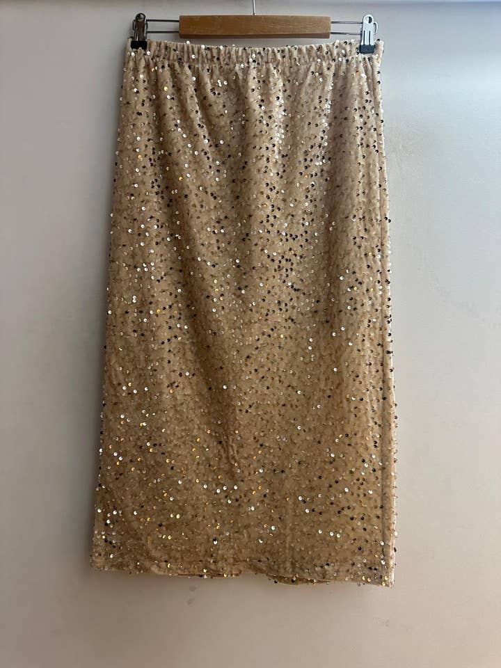 LORIANE - Wholesale Skirt - Women's - 11232 Mid-length velvet sequin skirt9