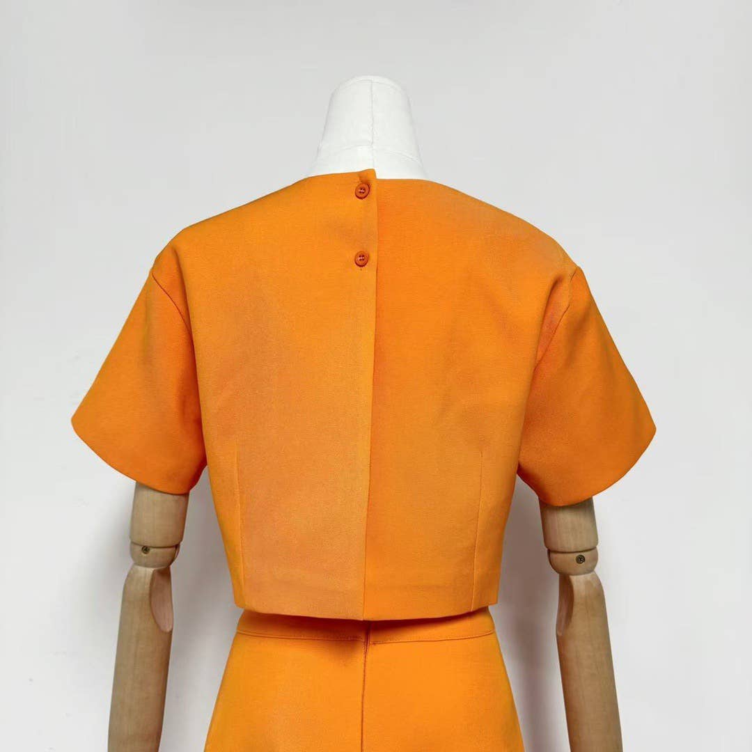 Productseeker - Vendita all'ingrosso Completo top e gonna - Donna - Completo Estivo Elegante 3D con Fiori a Maniche Corte e Gonna 21Y33