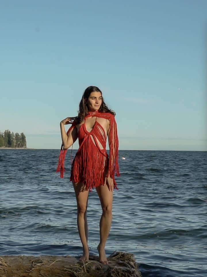 AstraWander – wholesale Swim cover-up – Women’s – Red Aphrodite Macrame Dress9