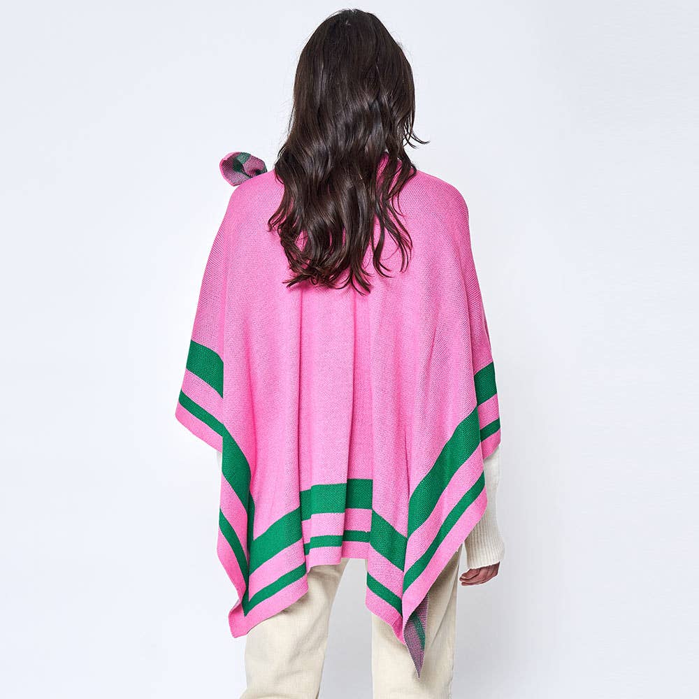 Sensibling Corp. - Venta al por mayor Poncho - Mujer - Poncho Ruana con correa de hombro a rayas
5