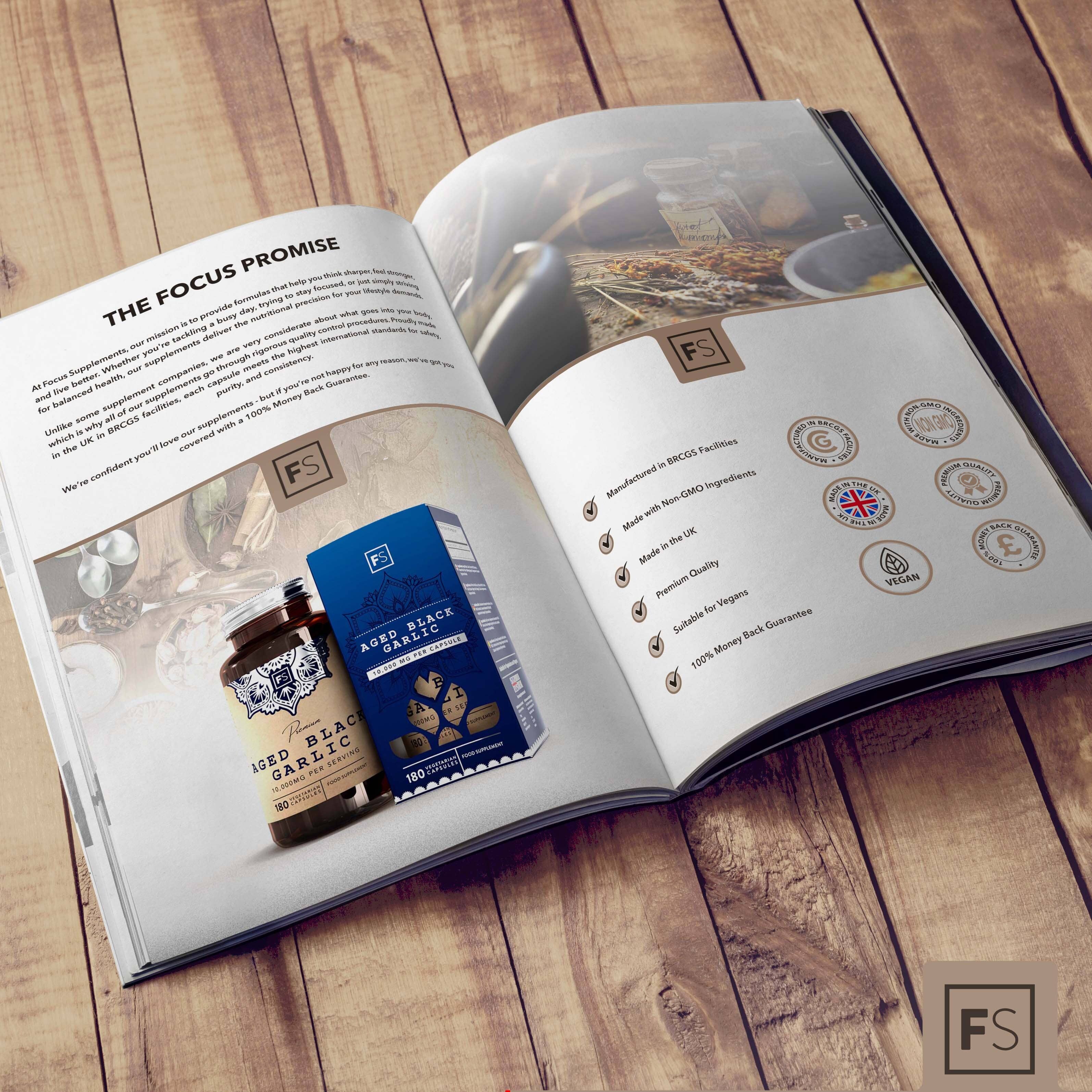 Focus Supplements - Venta al por mayor Suplementos/vitaminas para beber - Ajo negro envejecido (10 000 mg) 180 cápsulas3