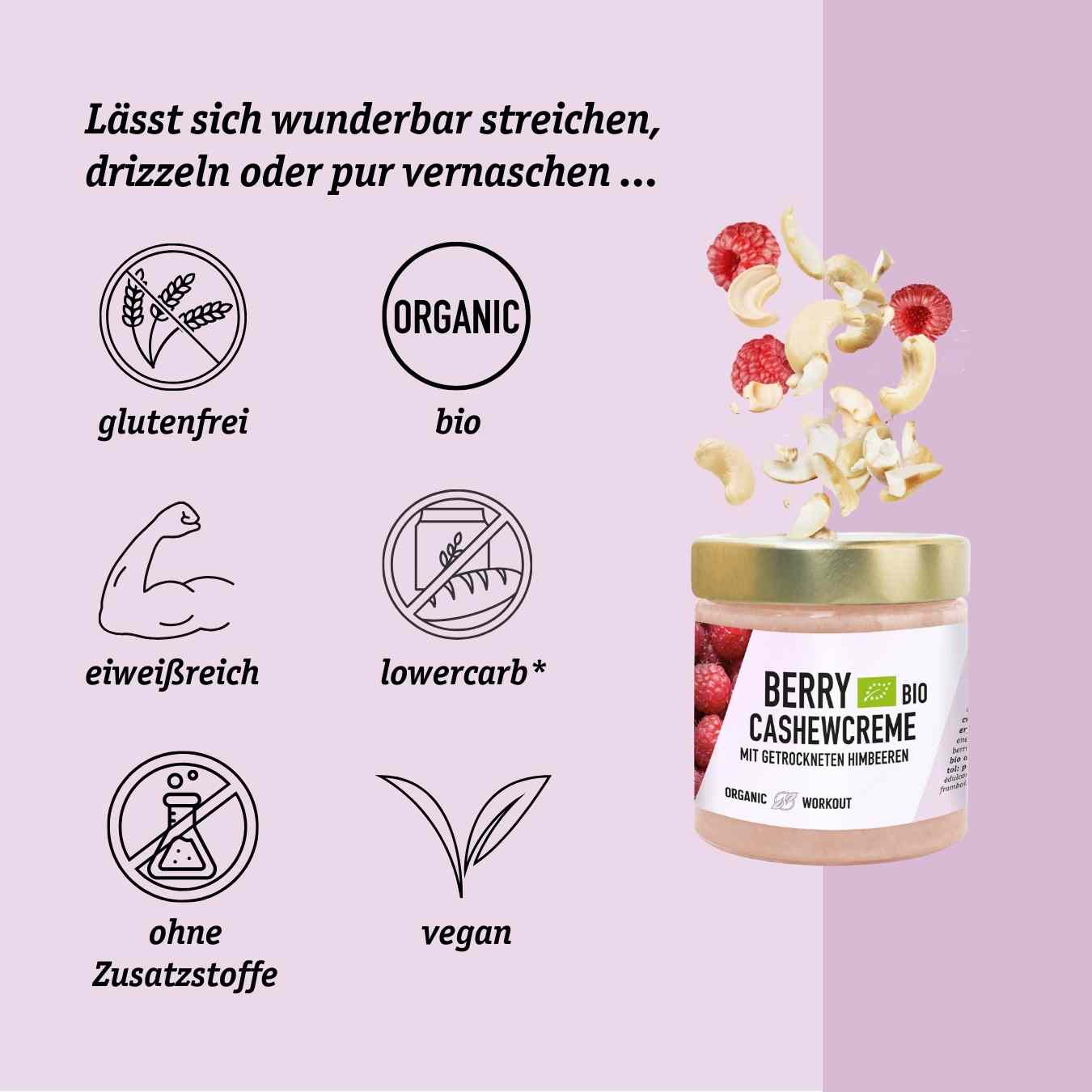 Organic Workout - Wholesale Nut Butter - Limited Edition Organic Cashew Raspberry Cream1