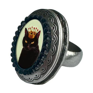 Classic Hardware - Wholesale Cocktail/Statement Ring - Ruler Small Oval Pop Art Locket Ring 0