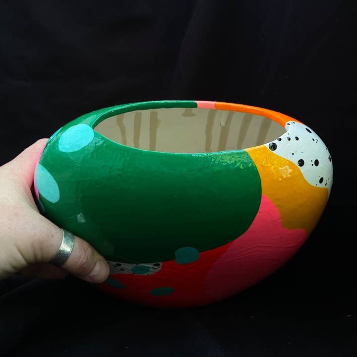 Artifacts of Joy - Wholesale Vase - Modern Artifact Face Vase/Planter Blue Bubbles Series4