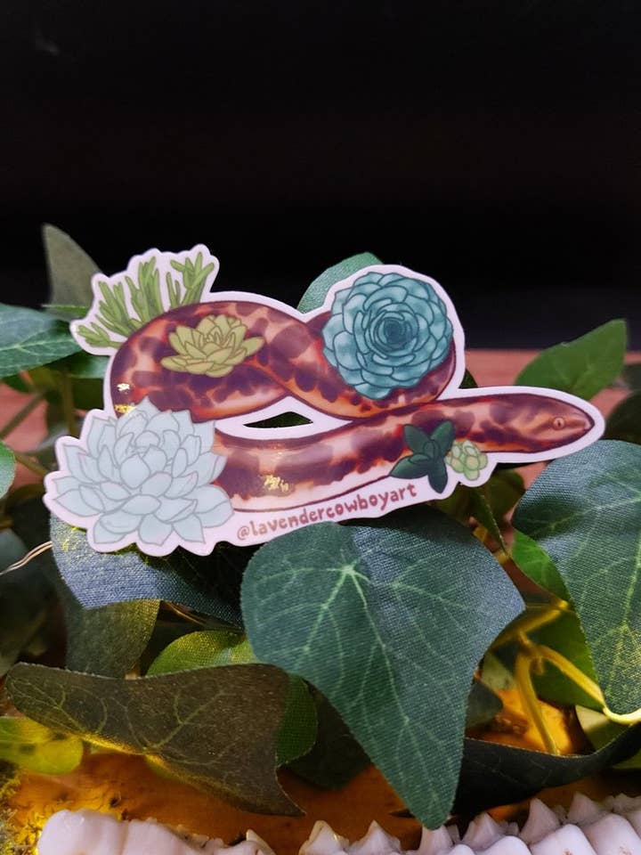 Adesivo in vinile con Boa delle sabbie del Kenya e piante grasse per la vendita all'ingrosso da parte di Lavender Cowboy Art