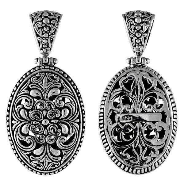 Pendentif ovale en argent sterling à motifs ajourés AP-6013-S – Bijoux artisanaux en gros de Bali pour la vente par Bali Designs