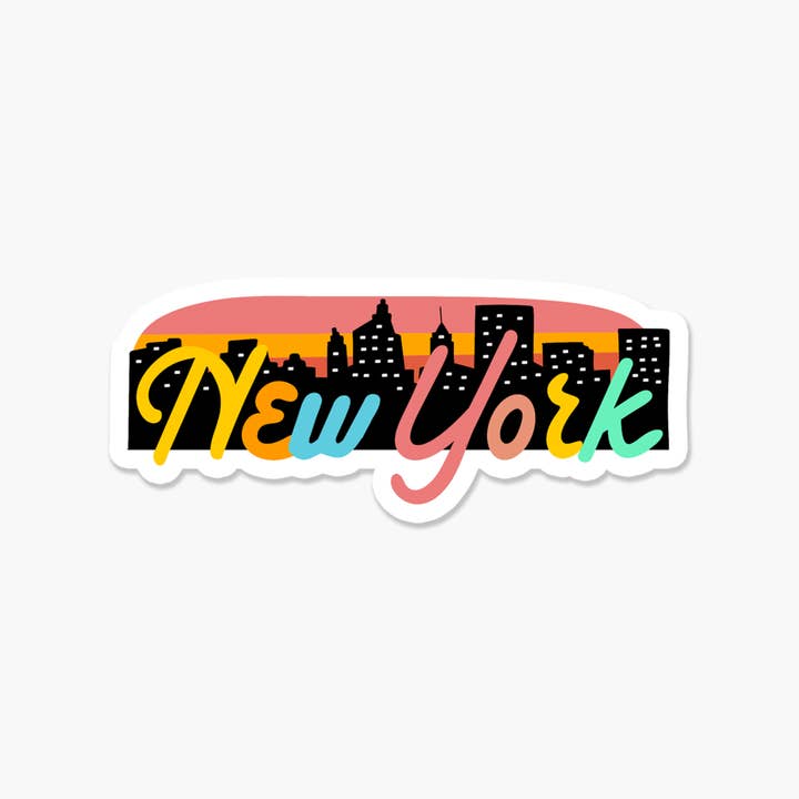 New York Skyline Sunset 3 x 3 i - Travel Sticker for engroshandel hos Footnotes