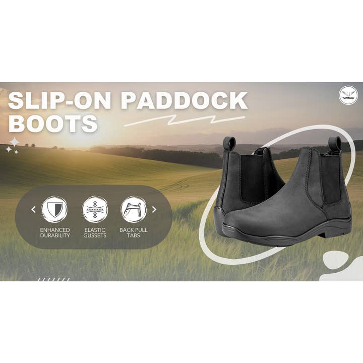 Black TuffRider Women Pull-On Coated Leather Paddock Boots for wholesale on Faire8