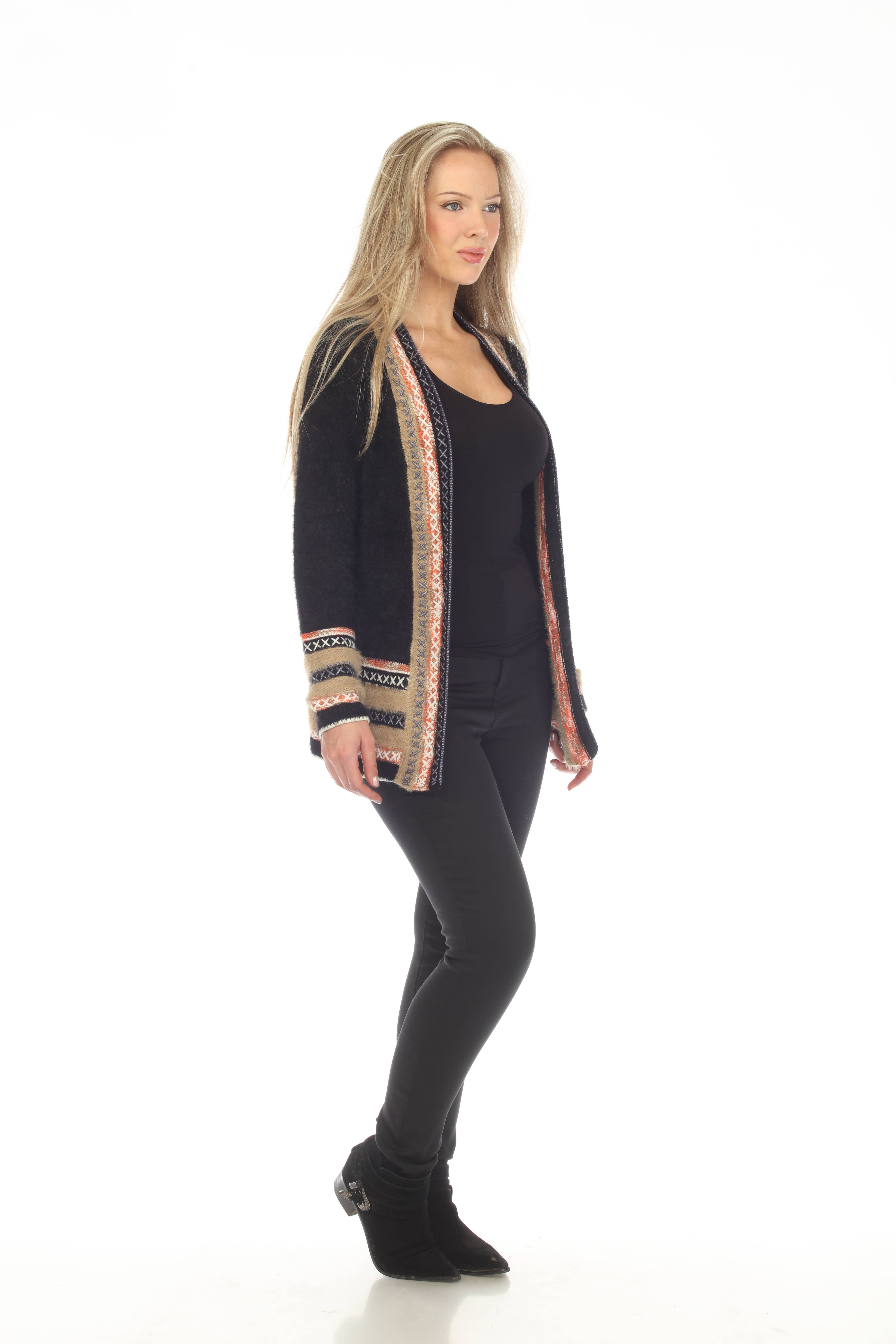 Rising International Inc - Vente Cardigan – femme - Cardigan à capuche ouvert en forme de X pour femmes, noir et doré2
