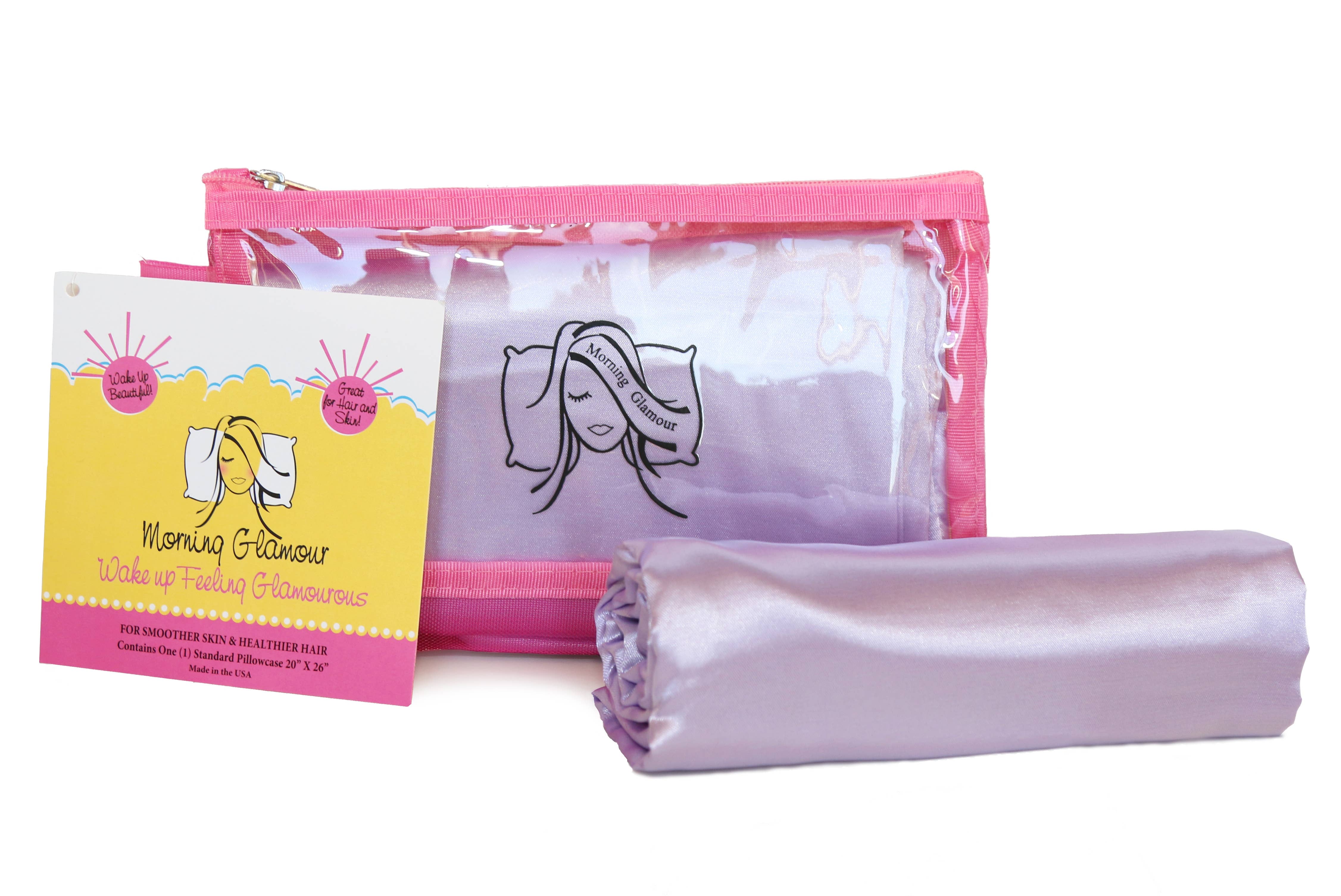 Morning Glamour - Wholesale Makeup/Cosmetic Bag - Single Satin Pillowcase in reuseable Makeup Bag4