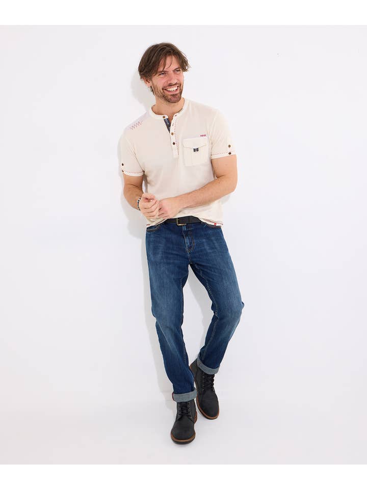 Carefree Customised Cream Henley for wholesale on Faire