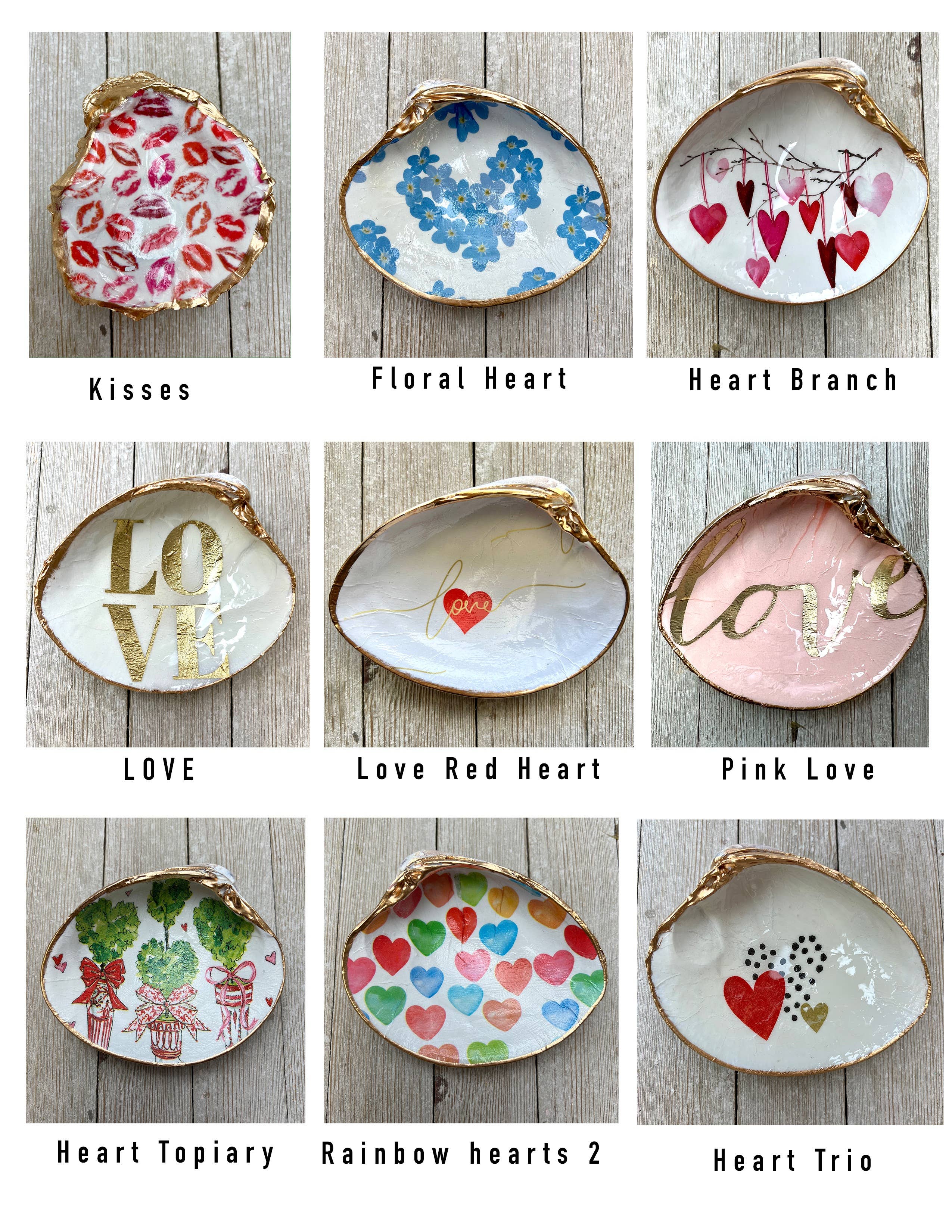 Ten Twenty Six Designs - Wholesale Jewelry Dish - Decoupage Spring Shells- Easter, Valentine's, St. Patrick's1