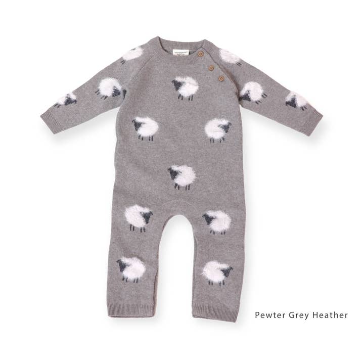 Furry Sheep Jacquard Sweater Knit Baby Jumpsuit (Økologisk) for engroshandel hos Viverano Organics